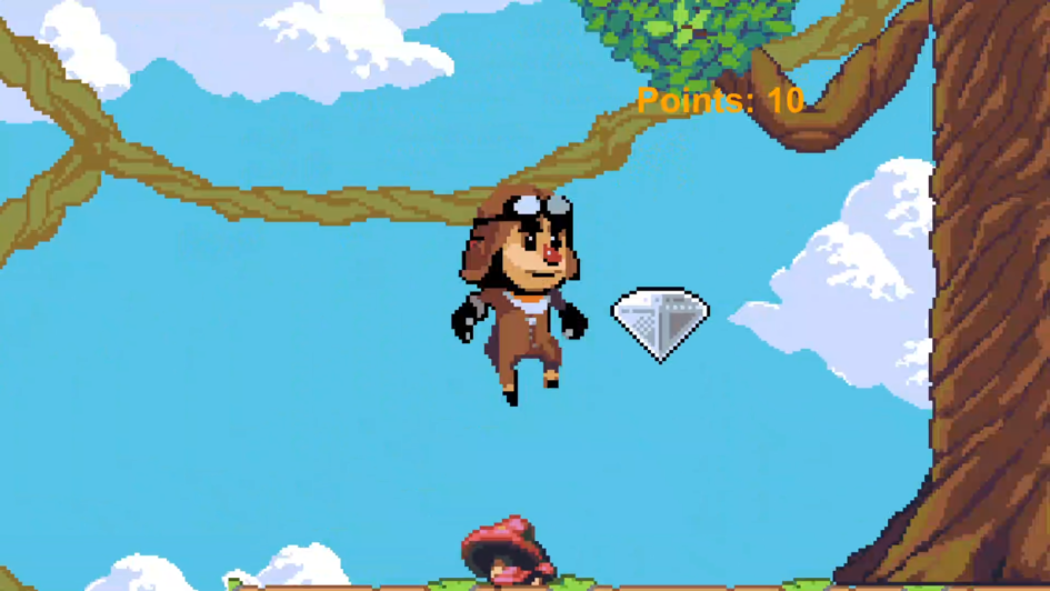 screen grab from a gem runner platform game
