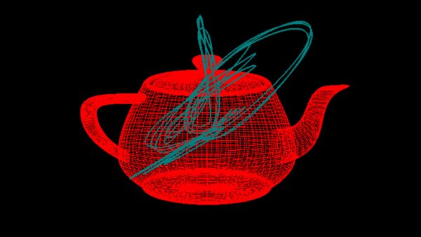 low-poly rendering of a teapot